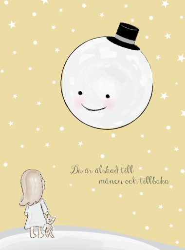 älskad till månen barntavla