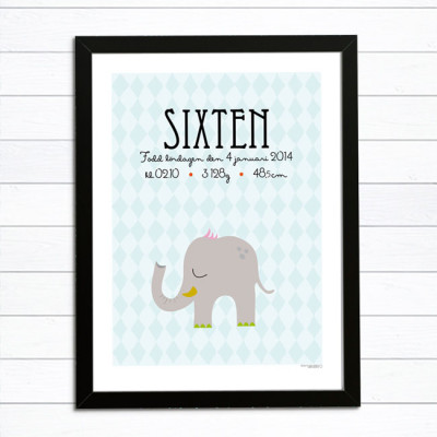 doptavla elefant namntavla